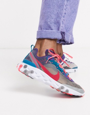 Nike React Element 87 Sive Crvene - Muške Tenisice | 35810BIHN